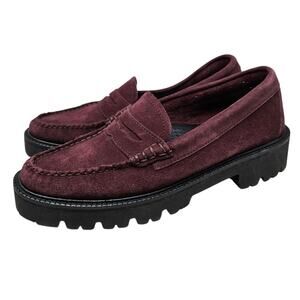 GH Bass Weejuns 7 Whitney Super Lug Burgundy Oxblood Penny Loafer Extralight